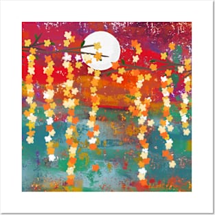 FLOWER AND MOON Posters and Art